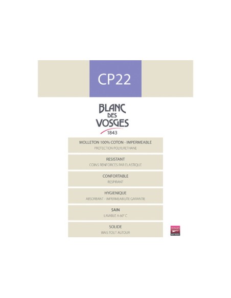 PROTEGE MATELAS IMPERMEABLE BLANC DES VOSGES CP22 ENFANT (bébé)