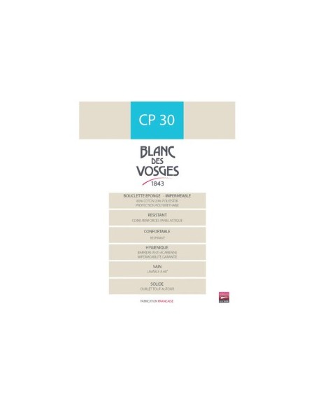 PROTEGE MATELAS IMPERMEABLE BLANC DES VOSGES CP30 ENFANT (bébé)