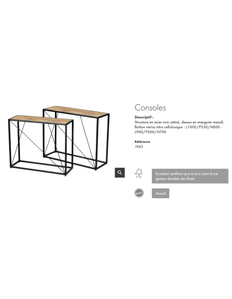 CONSOLE KLUZ 1grande + 1 petite