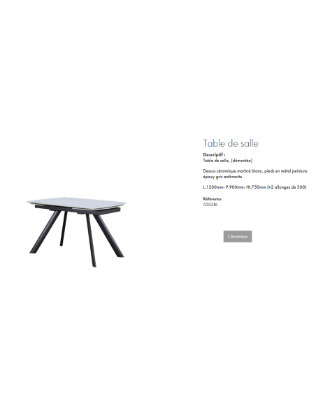 TABLE DE SALLE A MANGER SUNDERLAND CERAMIQUE BLANCHE