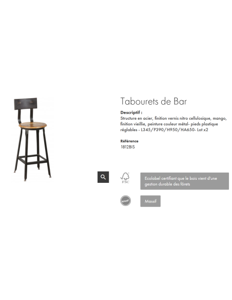 TABOURET DE BAR VARACIEUX