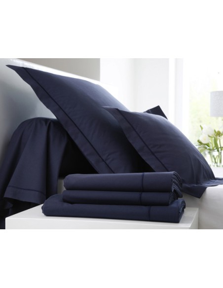 DRAP PLAT BLANC DES VOSGES PERCALE NAVY