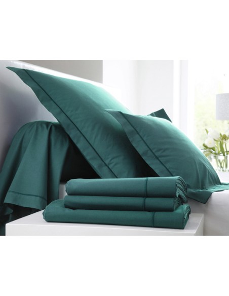 DRAP PLAT BLANC DES VOSGES PERCALE BLEU PAON