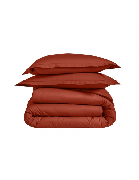 HOUSSE DE COUETTE BLANC DES VOSGES PERCALE TERRA COTA