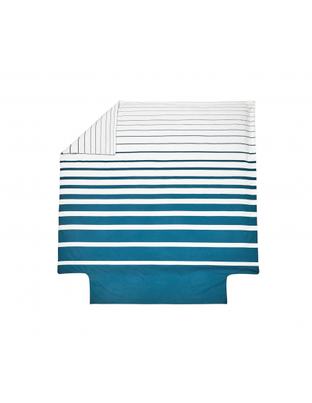 HOUSSE DE COUETTE BLANC DES VOSGES PERCALE GRAND LARGE BLEU PAON