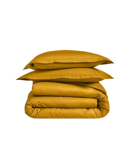 HOUSSE DE COUETTE BLANC DES VOSGES PERCALE OCRE