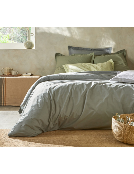 HOUSSE DE COUETTE BLANC DES VOSGES PERCALE SAUGE