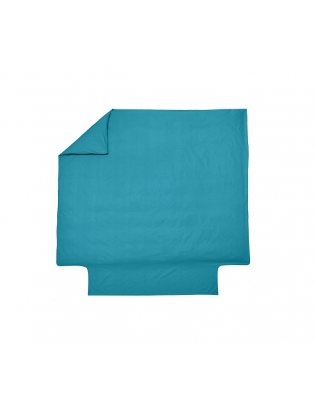 HOUSSE DE COUETTE BLANC DES VOSGES PERCALE BLEU CANARD