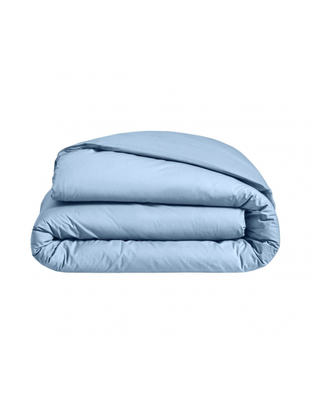HOUSSE DE COUETTE BLANC DES VOSGES PERCALE BLEU CIEL