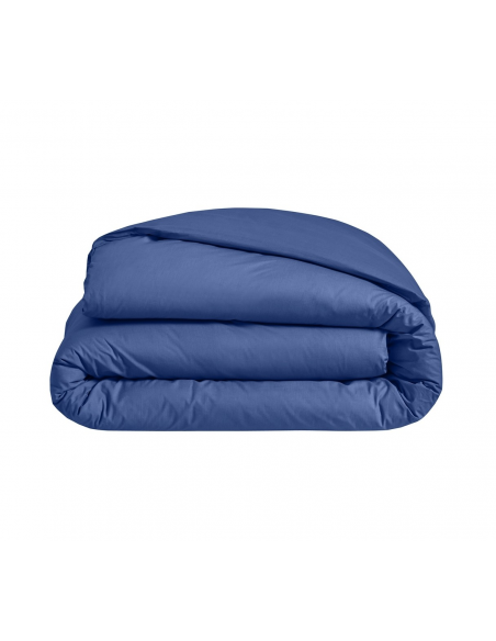 HOUSSE DE COUETTE BLANC DES VOSGES PERCALE BLEU ROYAL