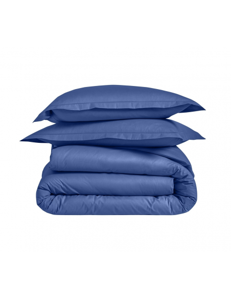 HOUSSE DE COUETTE BLANC DES VOSGES PERCALE BLEU ROYAL
