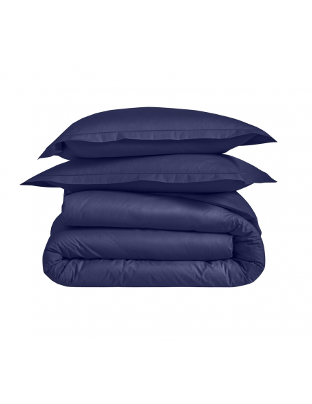 HOUSSE DE COUETTE BLANC DES VOSGES PERCALE NAVY
