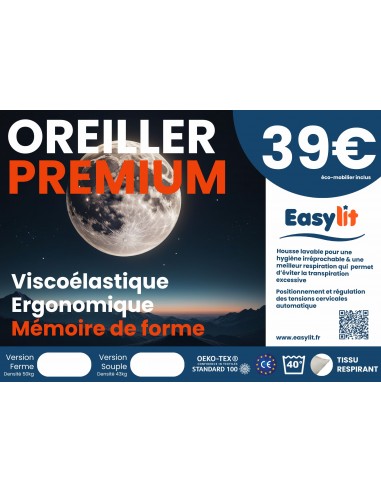 Oreiller ergonomique à mémoire de... Oreiller ergonomique à mémoire de...